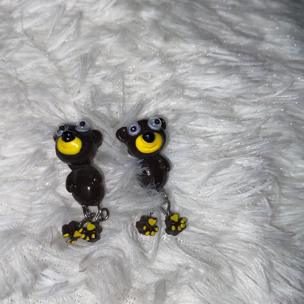 3D bear earrings